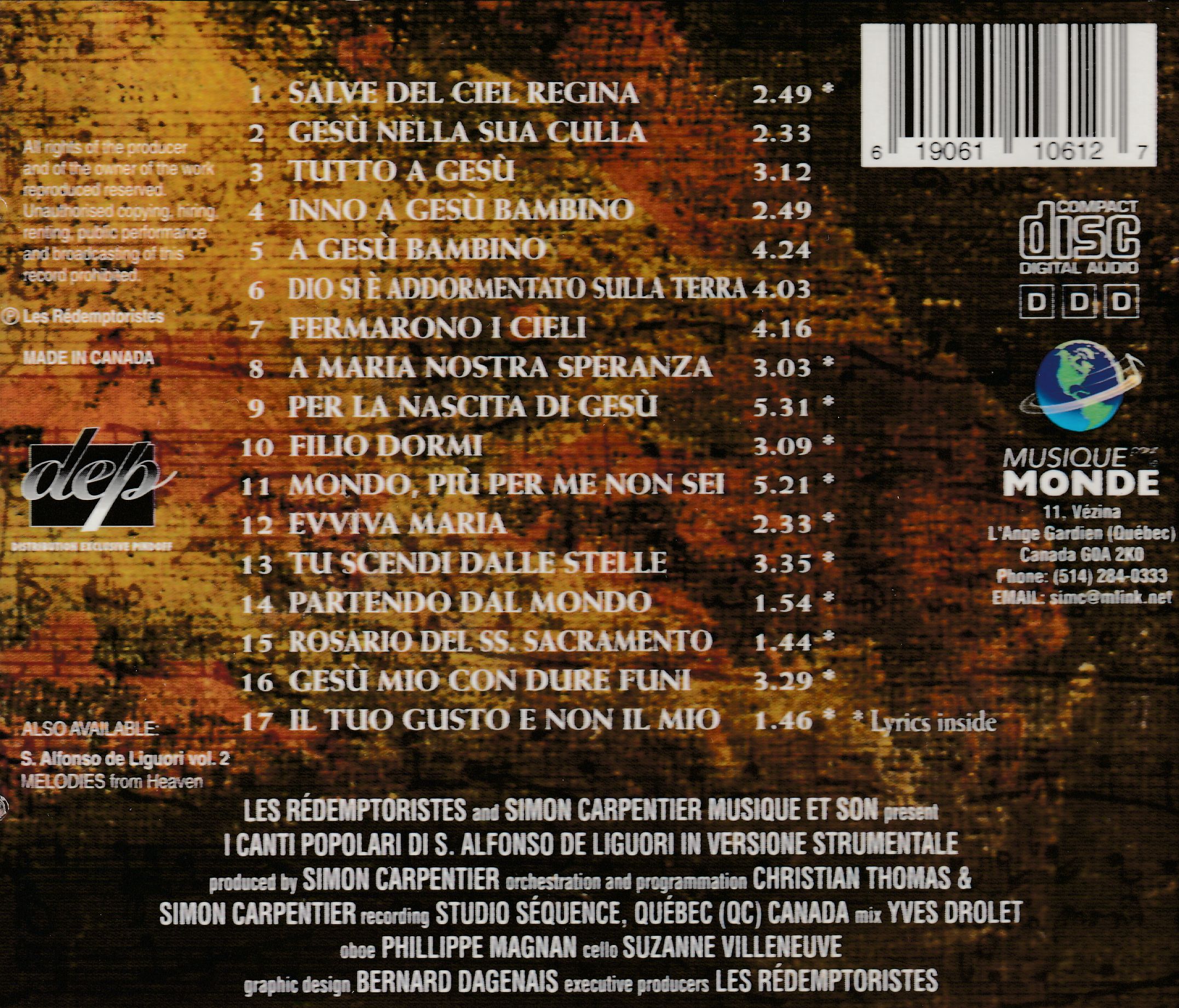 CD Musik vom Heiligen Alfons