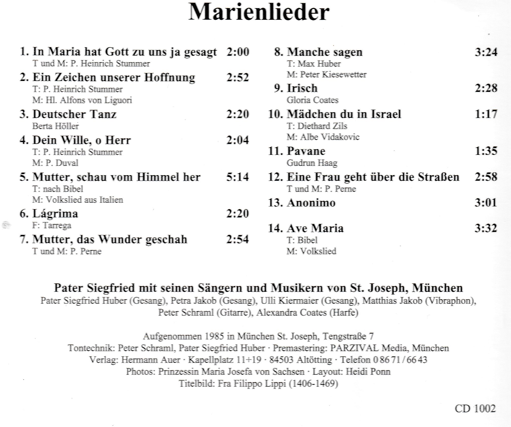 CD In Maria hat Gott zu uns ja gesagt